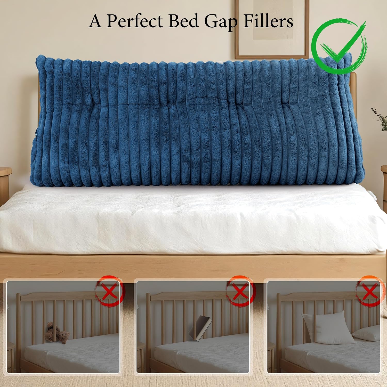Headboard Pillow Full, Triangular Wedge Pillow Headboard Full, Cushion Headboards Reading Pillows, Backrest Pillows for Sitting in Bed or…
