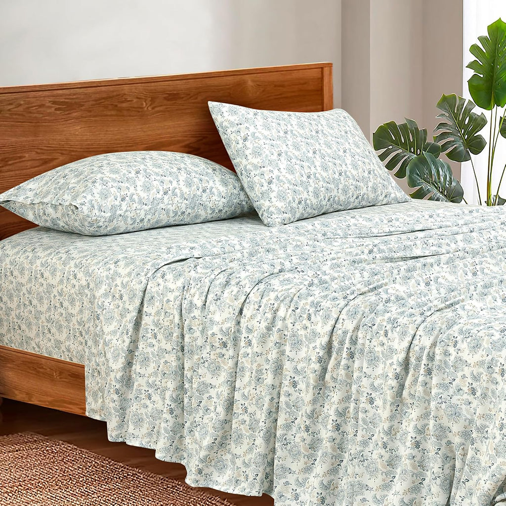 Royalelinens ROYALE LINENS 300 Thread Count 100% Long Staple Combed Cotton Sheet Set - 4 Piece Queen Bed Sheets - 1 Fitted, 1 Flat & 2 Pill…
