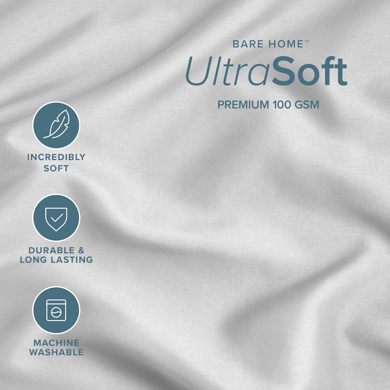 BareHome Bare Home Microfiber Pillow Cases - King Size Set of 2 - Cooling Pillowcases - Double Brushed - Light Grey Pillowcases 2 Pack - Ea…