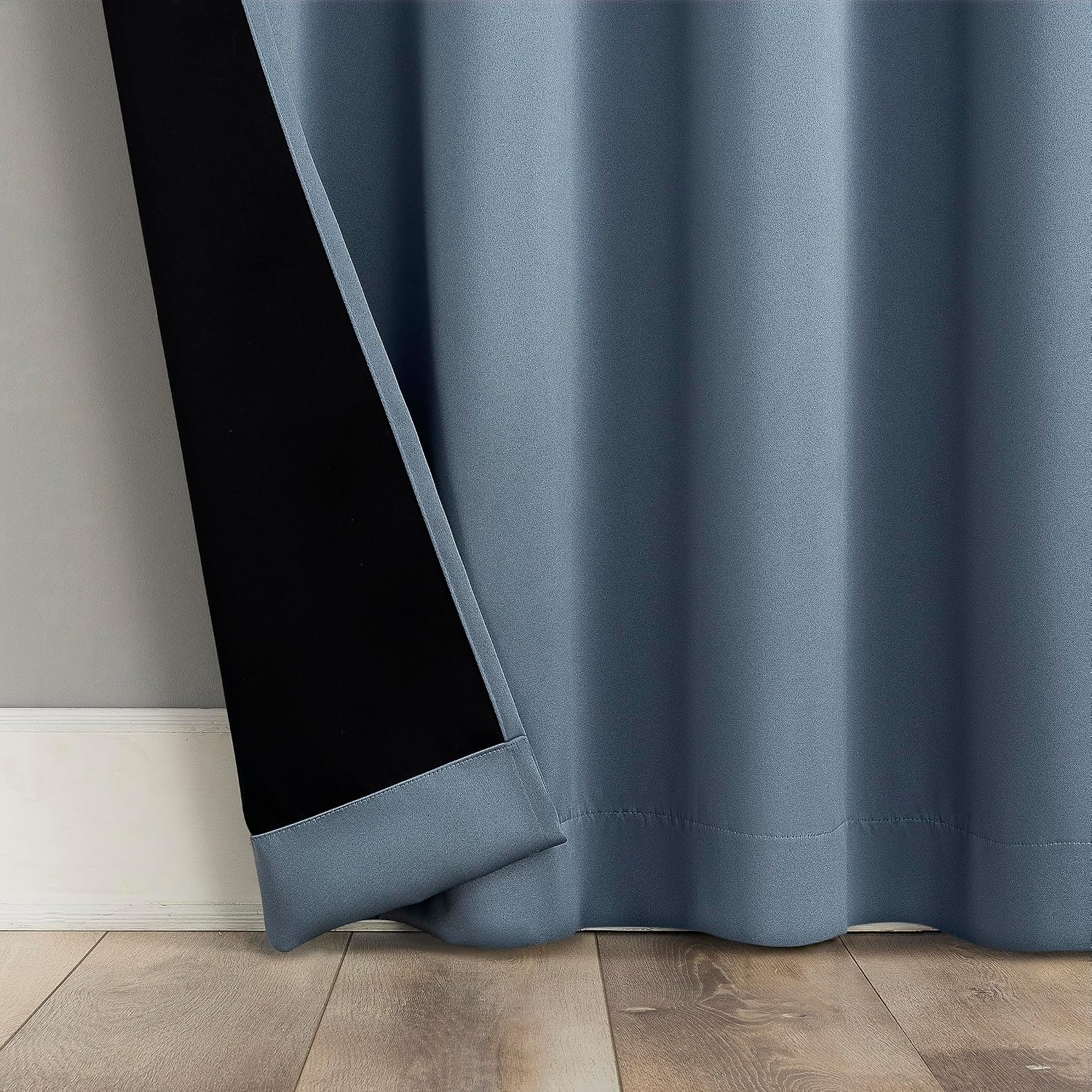 Sun Zero Oslo Theater Grade Extreme 100% Blackout Rod Pocket Curtain Panel, 52" x 63", Denim Blue