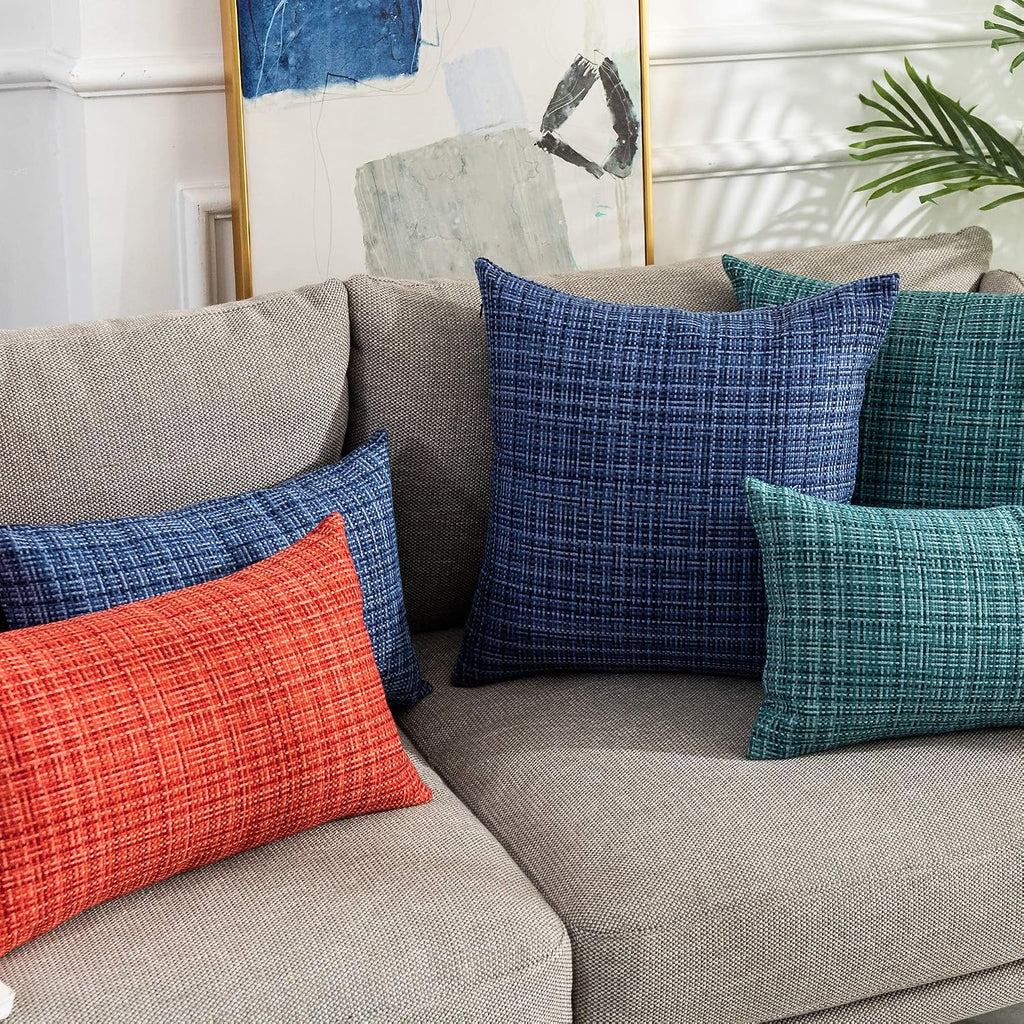 Kevin Textile Pack of 2 Decorative Outdoor Waterproof Throw Pillow Covers Stripe Square Pillowcases Modern Cushion Cases for Patio Couch…
