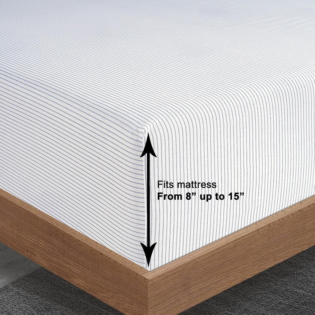 LANE LINEN 100% Organic Cotton Only Fitted Sheet Queen (Includes Pillowcases), 3 PC Set Percale Weave, Queen Size, Soft, Breathable…