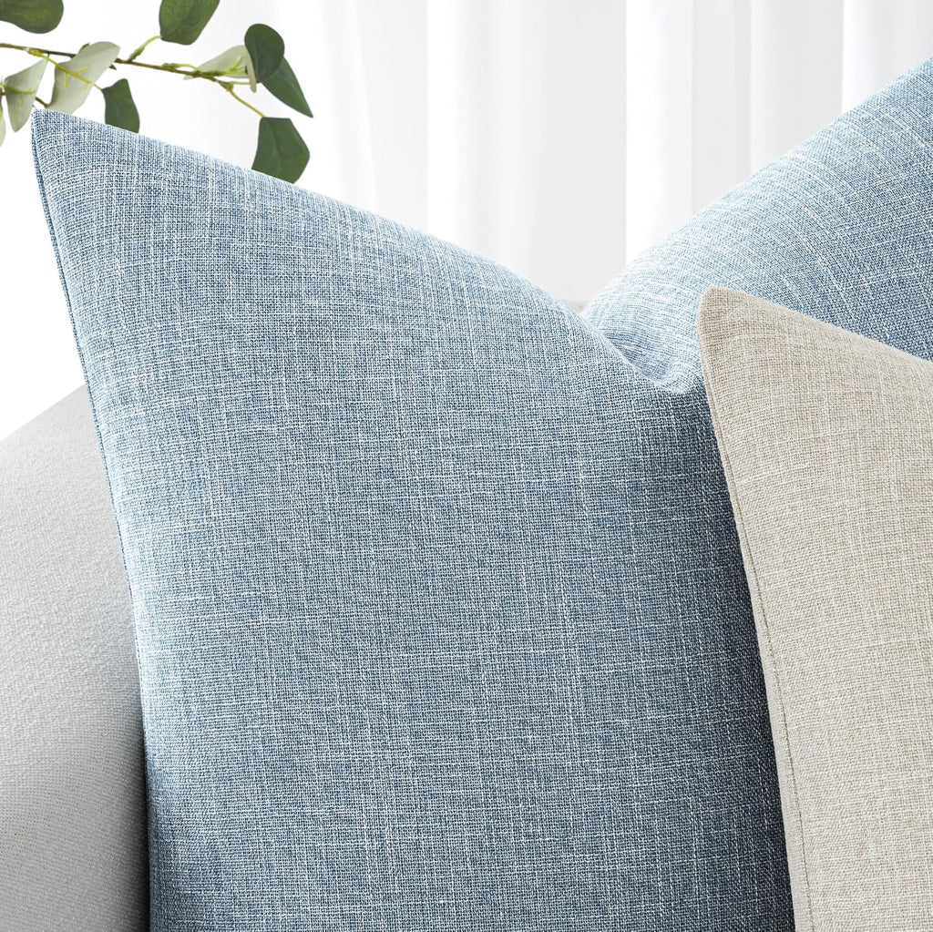 Miulee 26x26 Inch Pack of 2 Decorative Linen Burlap Textured Euro Pillow Covers Farmhouse Boho Accent Pillowcases Spring Coastal Home Decor…