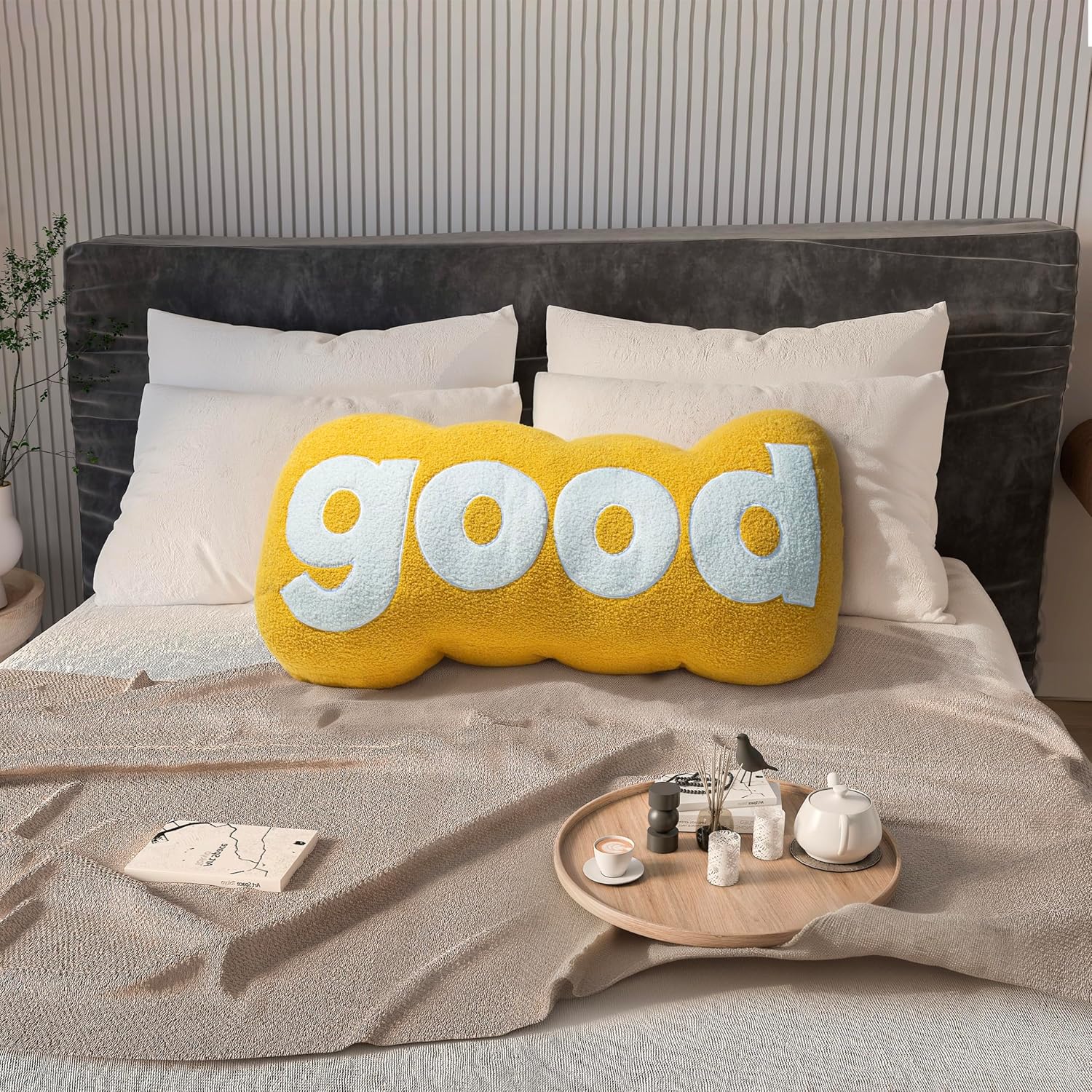 JohnearHomeFashionDecorLife Johnear Headboard Pillow Yellow Plush Reading Pillow Back Support Pillows for Bed Sitting Up Adult Daybed Sofa…