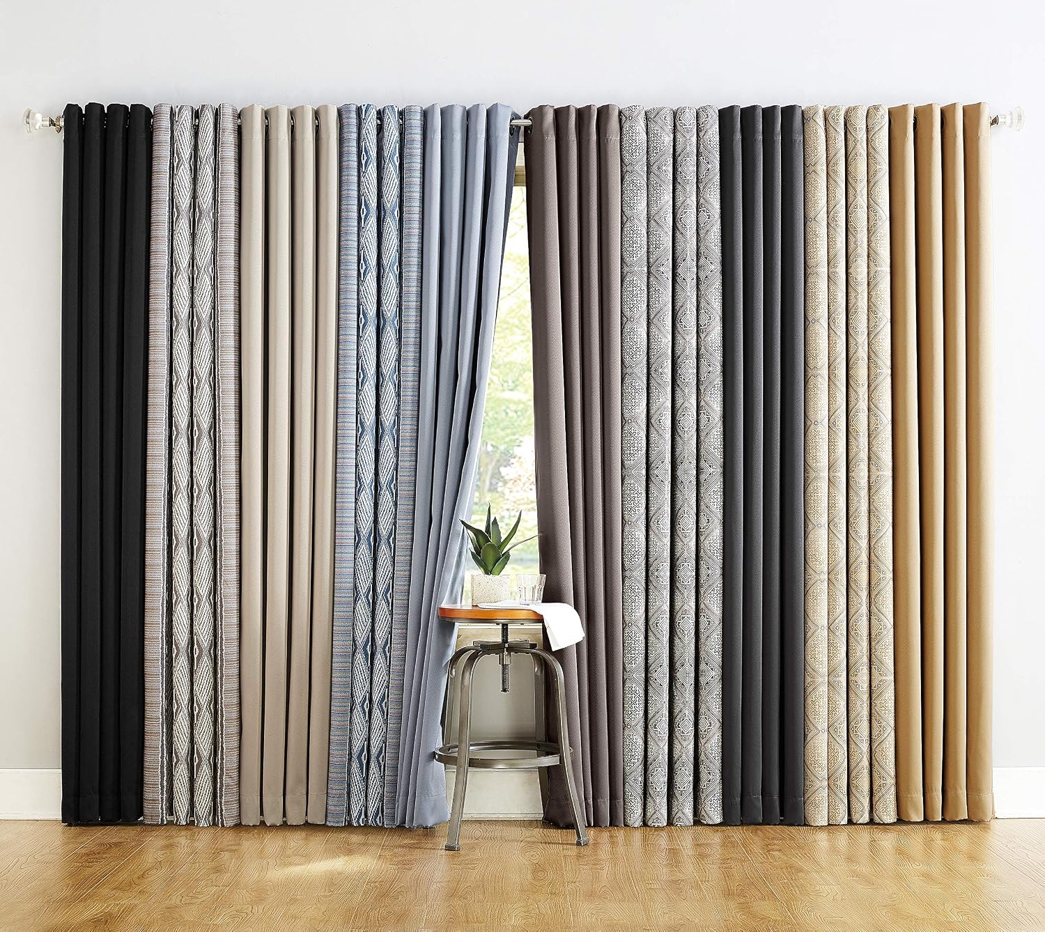 Sun Zero Nordic 2-Pack Theater Grade Noise Reducing Extreme 100% Blackout Grommet Curtain Panel Pair, 52" x 54, Mushroom Brown