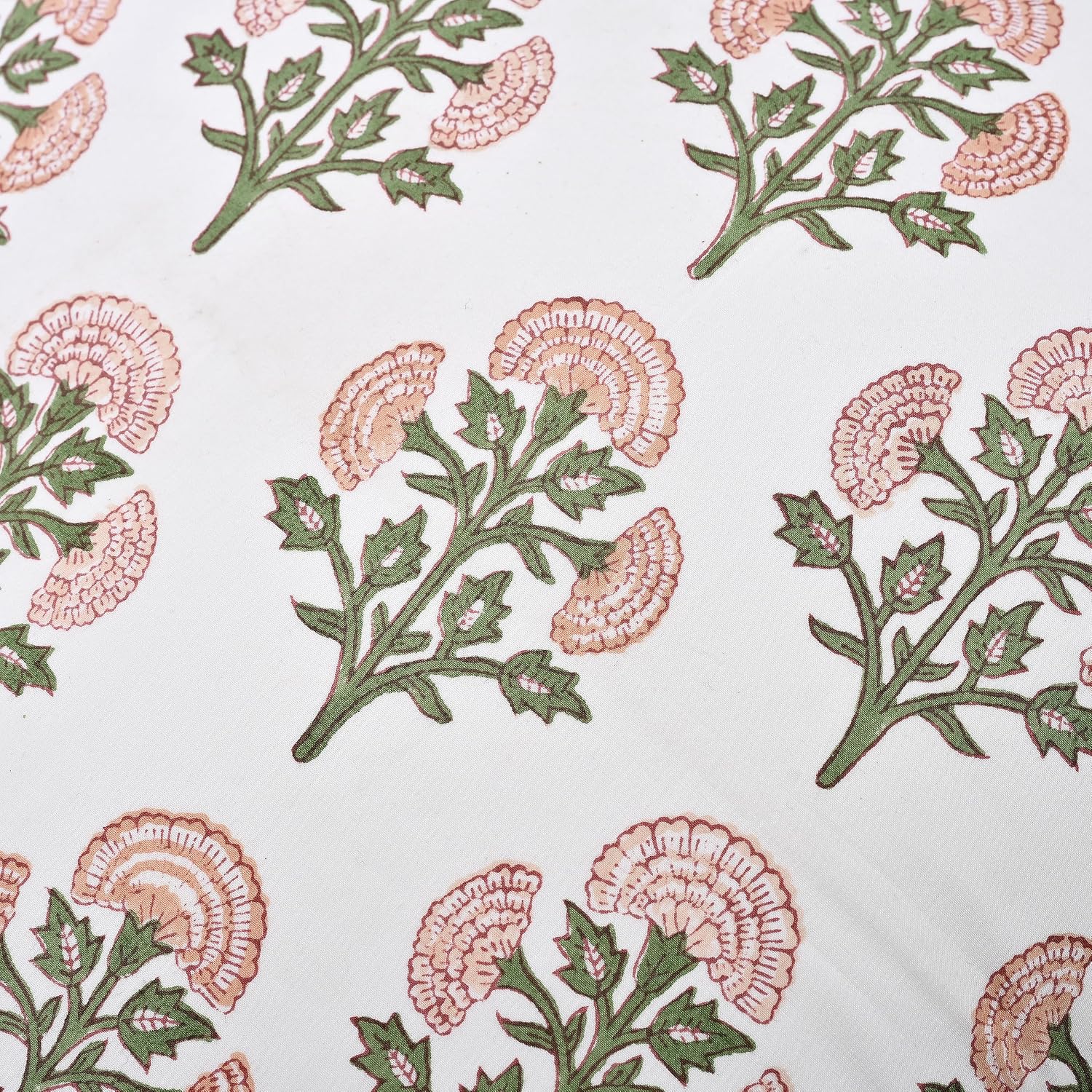 Ridhi Block Print Mughal Buta Peach Pillow Cover 18" x 18" (Pack of 2) Decorative Couch Pillows for Living Room, Farmhouse Chic Boho Cute O…