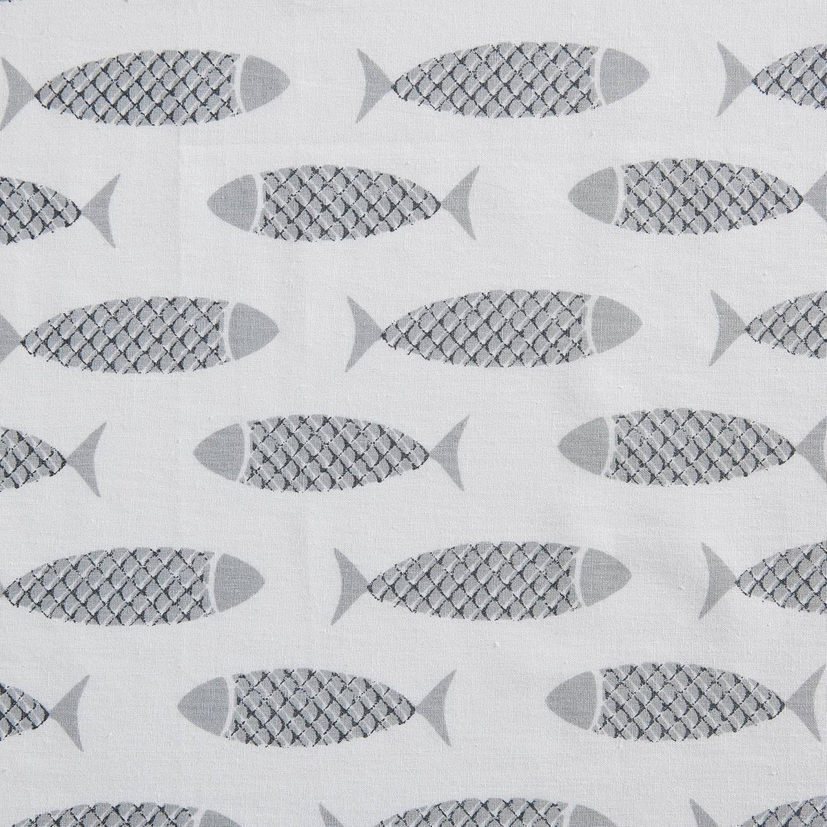 Nautica King Sheet Set, Cotton Percale Bedding Set, Crisp & Cool, Lightweight & Breathable (Woodblock Fish Grey, King) Cotton Grey