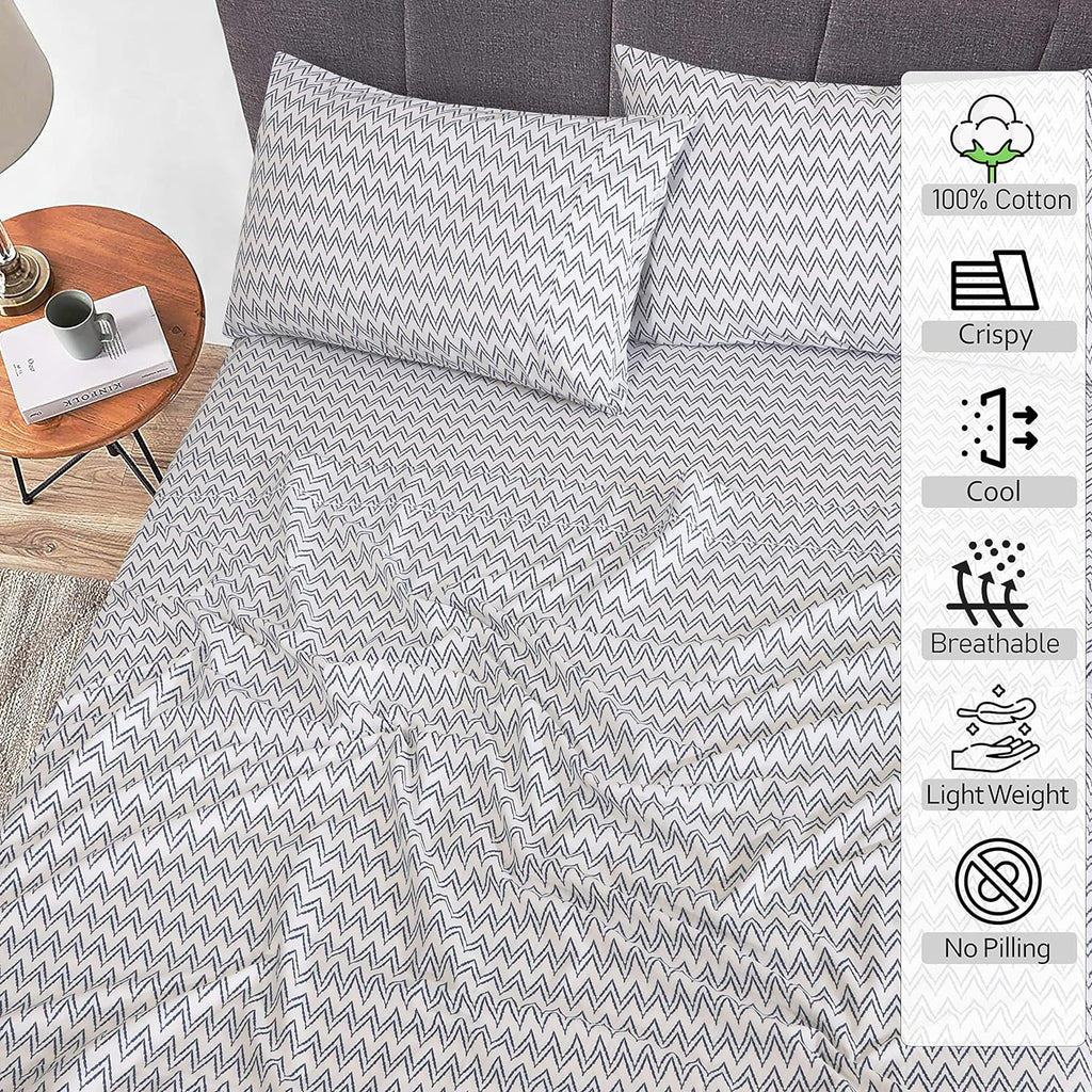 Ruvanti 100% Cotton Percale Sheets King Size – Crisp Cooling Bed Sheets for Hot Sleepers, Deep Pocket 16”, Soft Breathable & Durable Hotel-…