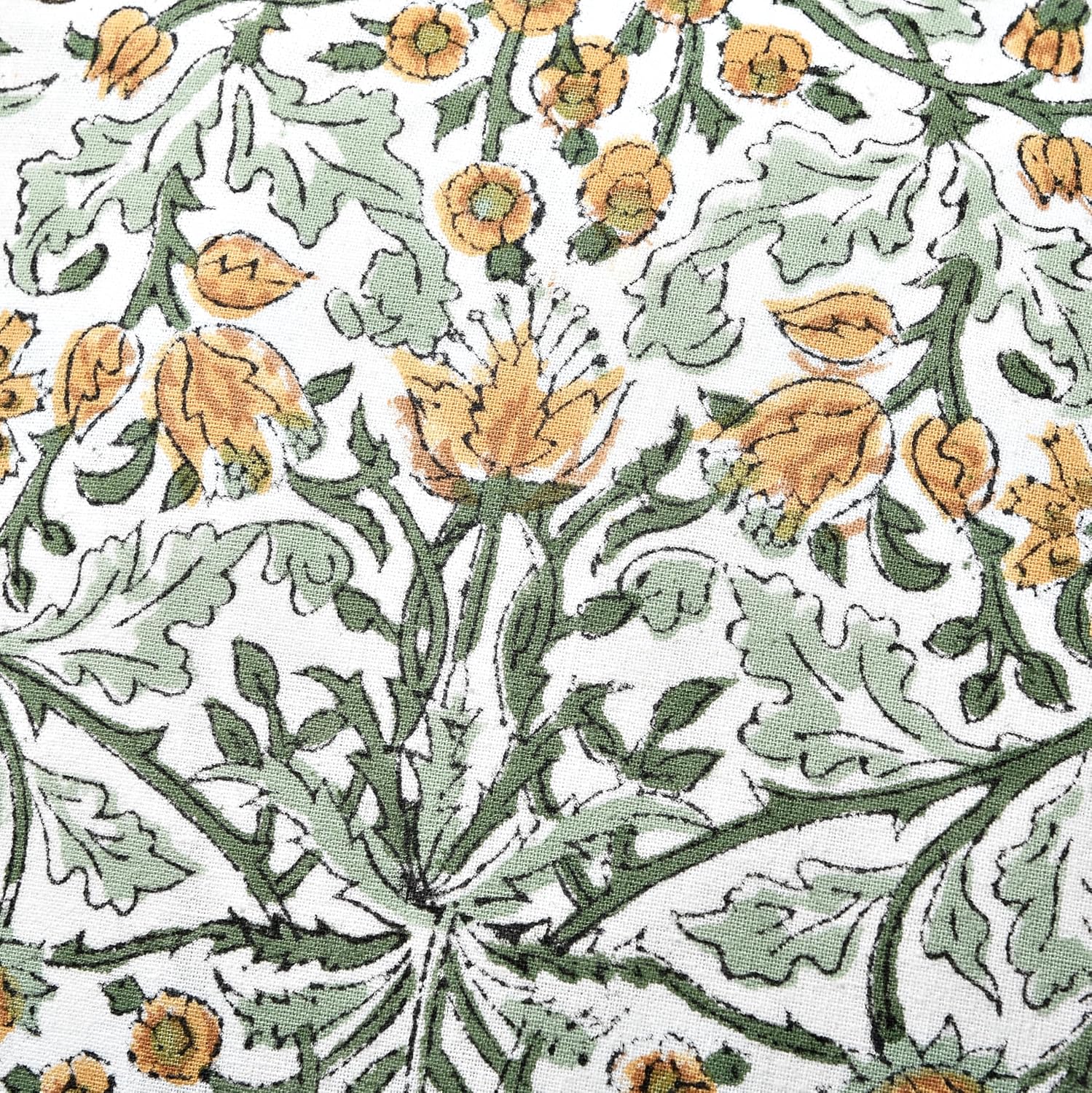 Ridhi Block Print Goldenrod Yellow 54"x20" Set 1-100% Cotton Ruffle Lumbar Sham Cover Boho Floral Pillowcase, Farmhouse Cottagecore…