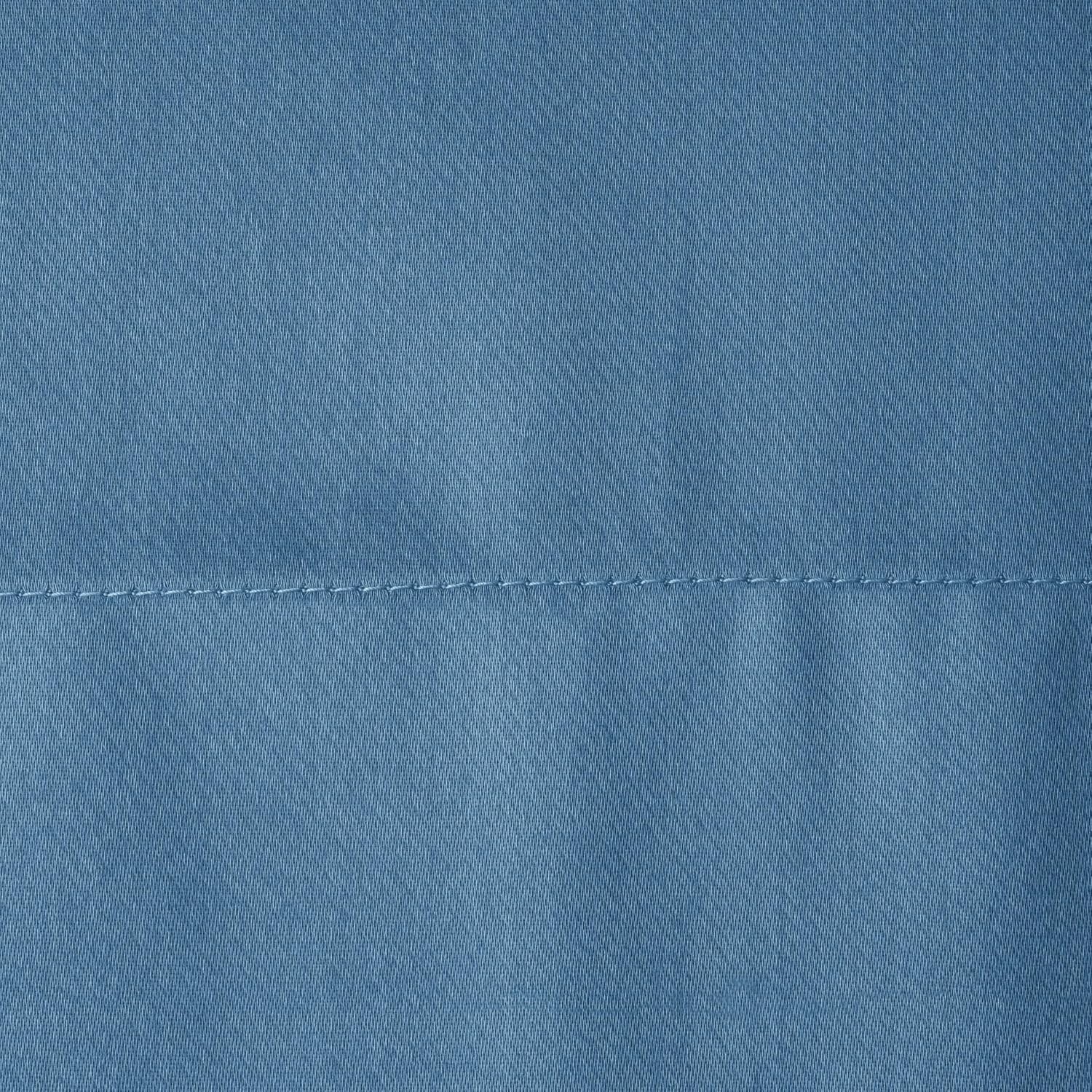 WelhomeByWelspun Welhome 100% Cotton Percale 4-Piece Queen Size Solid Bed Sheets Set, 1 Fitted, 1 Flat Sheet with 2 Pillowcases, Blue Cotto…