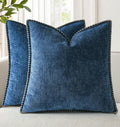 decorUhome Chenille Soft Cozy Throw Pillow Covers 24x24 Set of 2, Modern Farmhouse Boho Velvet Decorative Euro Sham Pillow Cases with Stitc…