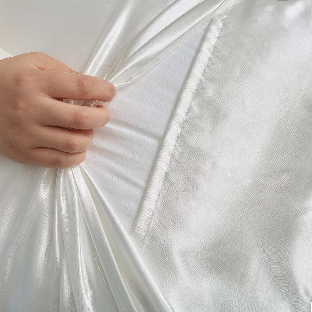HommxJF White Satin Pillowcases Queen Size Set of 2 for Hair and Skin, White Silk Pillowcase Breathable Pillowcase with Envelope Closure Whi…
