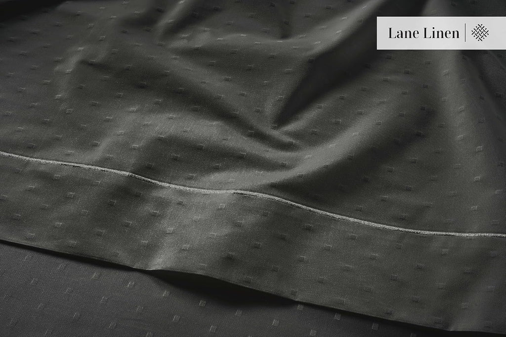 LaneLinen LANE LINEN Pillow Case Covers King, Set of 2, 100% Egyptian Cotton Sateen, Soft Cool & Smooth Pillow Cases - Swiss Dot - Charcoal…