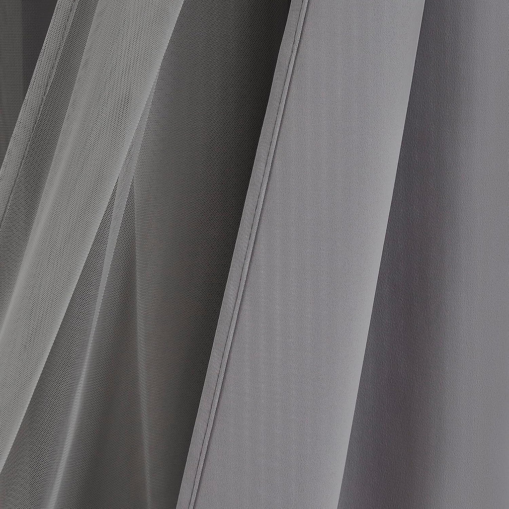 Bujasso Grey 90% Blackout Curtains with Sheer Overlay Mix and Match Double Layer Window Curtains Thermal Insulated 72 inch for Living Room…