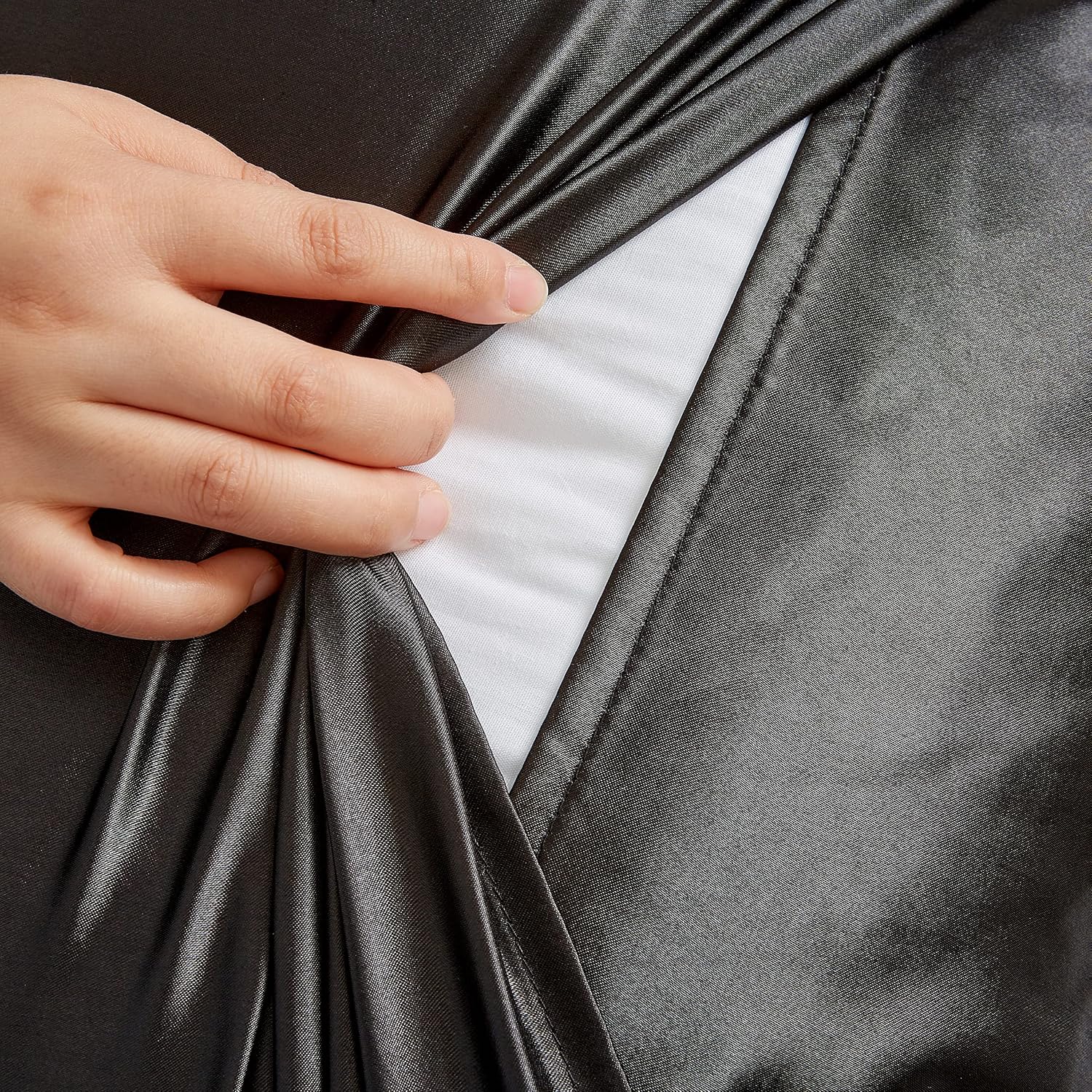 HommxJF Black Satin Pillowcase Standard Set of 2 with Envelope Closure, Black Silk Pillowcase for Hair and Skin (20x26) Black