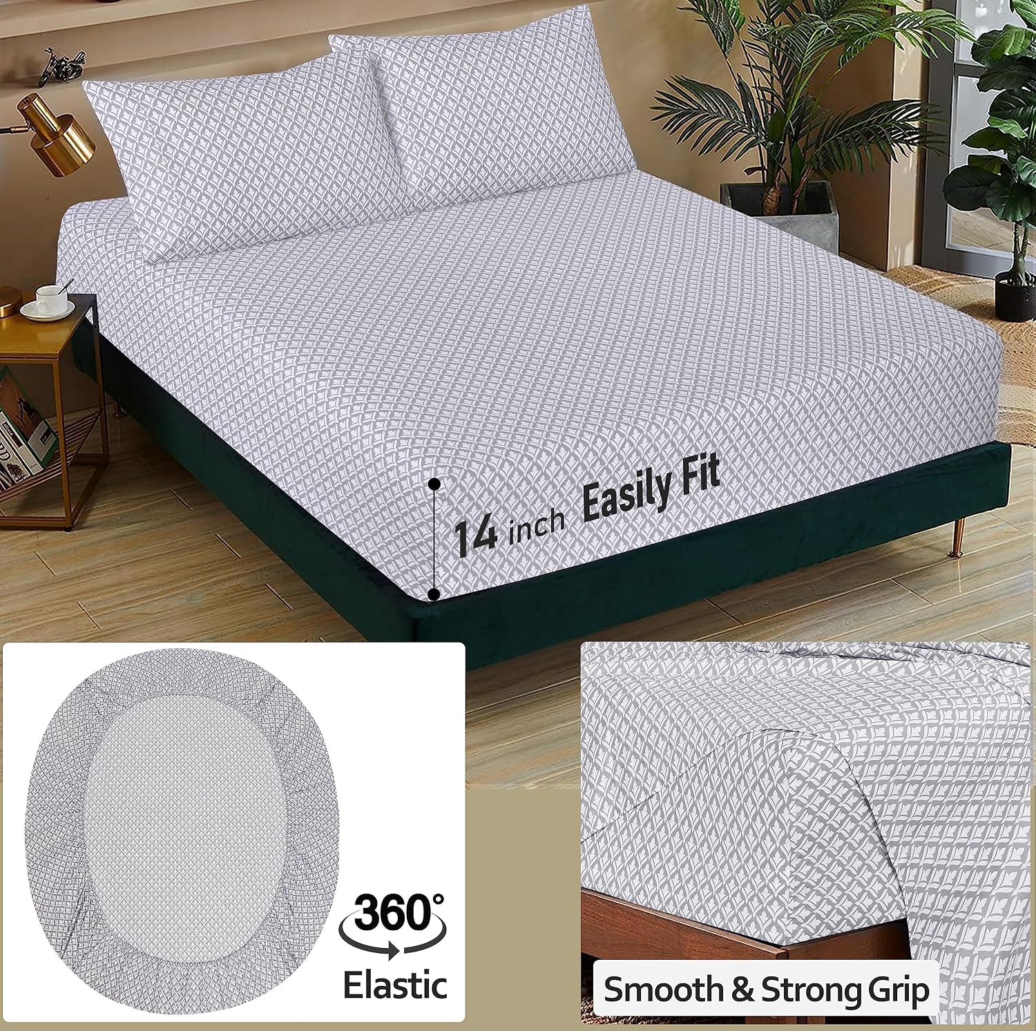 Ruvanti 100% Cotton Percale Sheets California King Size – Crisp Cooling Bed Sheets for Hot Sleepers, Deep Pocket 14”, Soft Breathable & Dur…