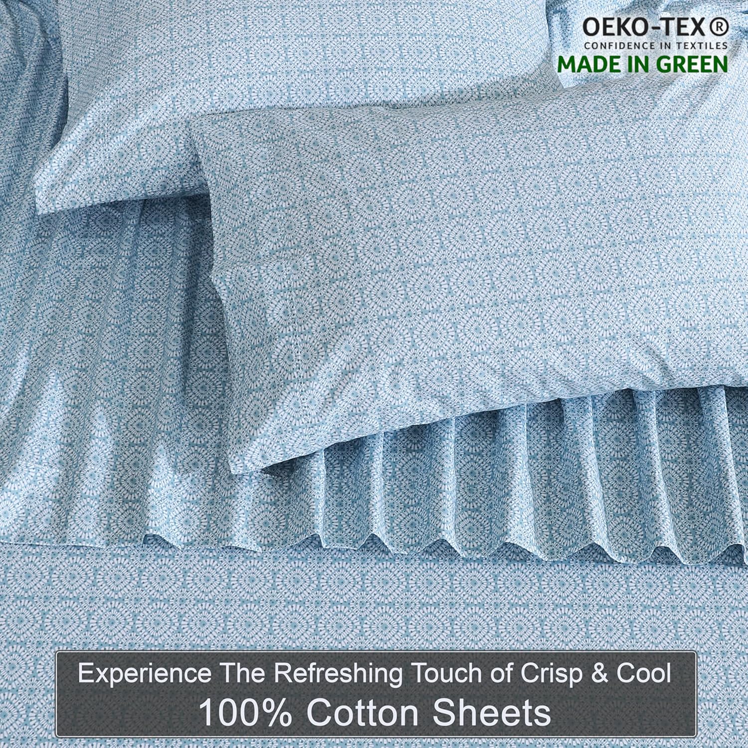 Zoyer 100% Cotton Sheets – California King Percale Bedding, Cooling & Breathable, Durable with a Crisp, Soft & Comfortable Feel, 14" Deep P…