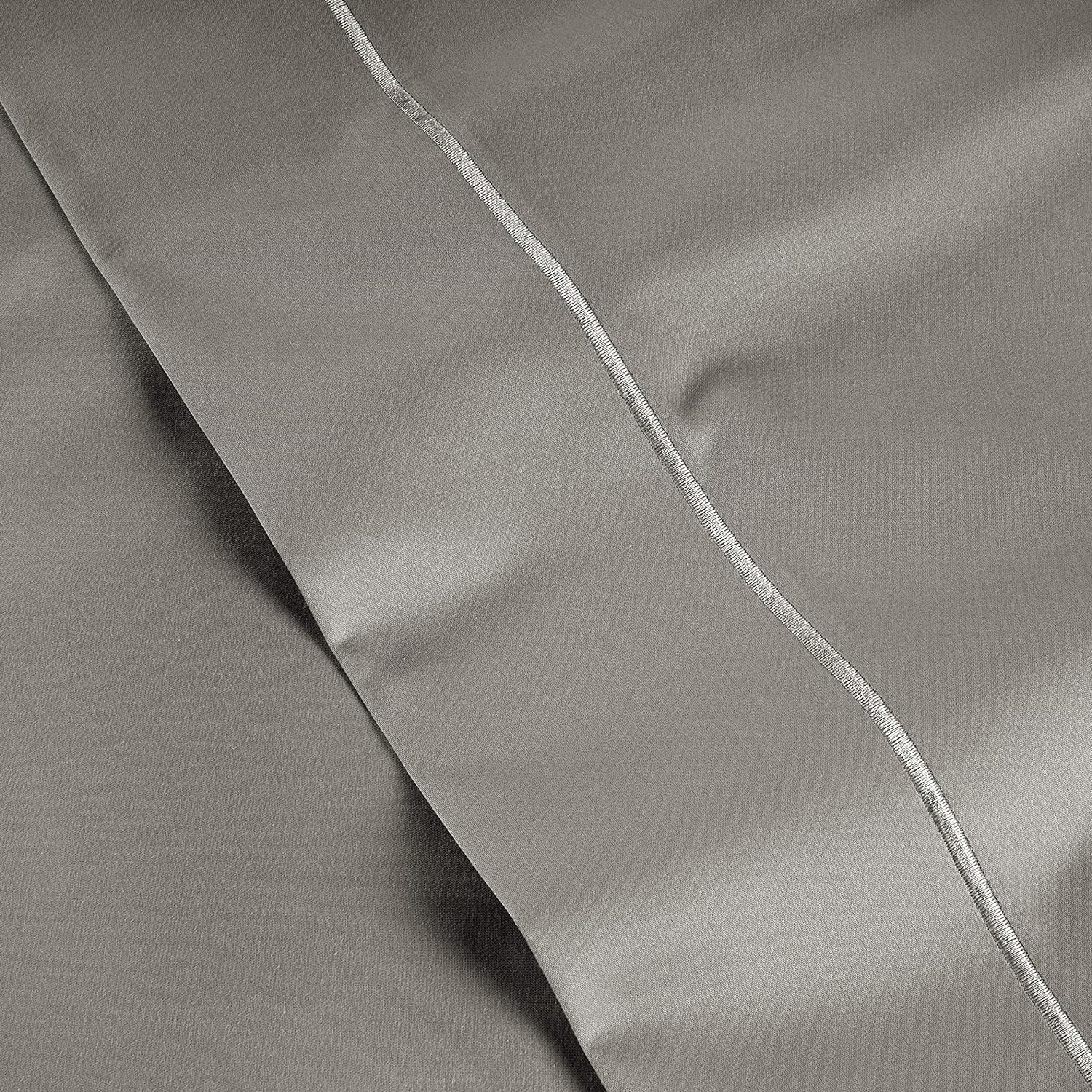 LaneLinen LANE LINEN Soft Pillow Covers King Size 100% Egyptian Cotton Set of 2 Cool & Smooth Sateen Cases - Charcoal Cotton