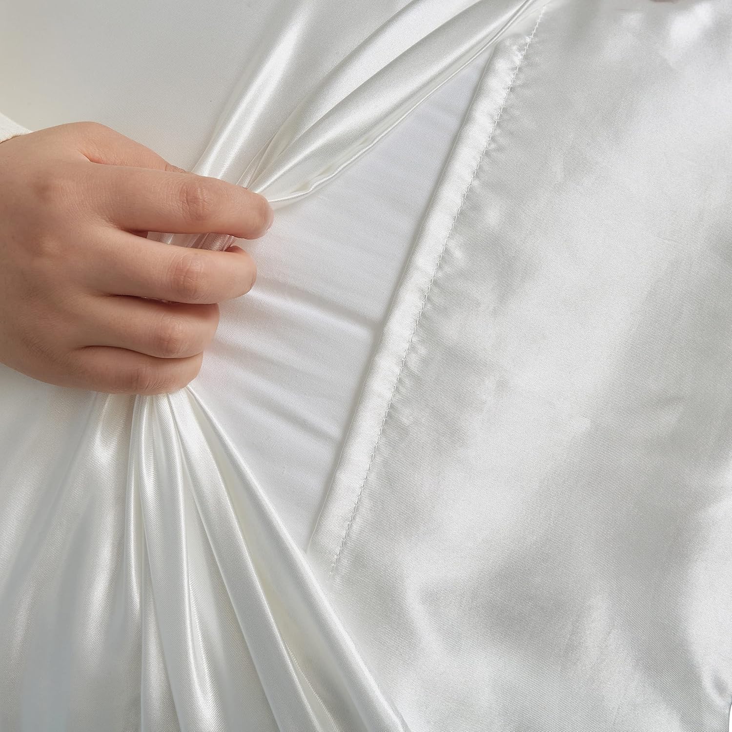 HommxJF King Size Satin Pillowcase Set of 2 with Envelope Closure, White Silk Pillowcase for Hair and Skin (20x36) White