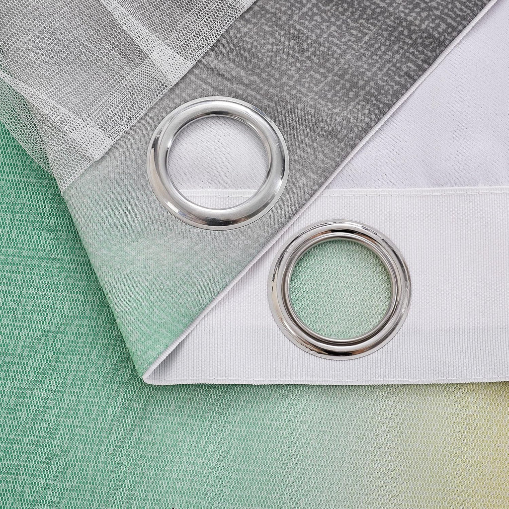 Addsomecolortolife XiDi Yellow & Rainbow Curtains for Kids & Girls Room - Blackout, Grey & Green 34x63 Inch Long 1.6 inch Grey