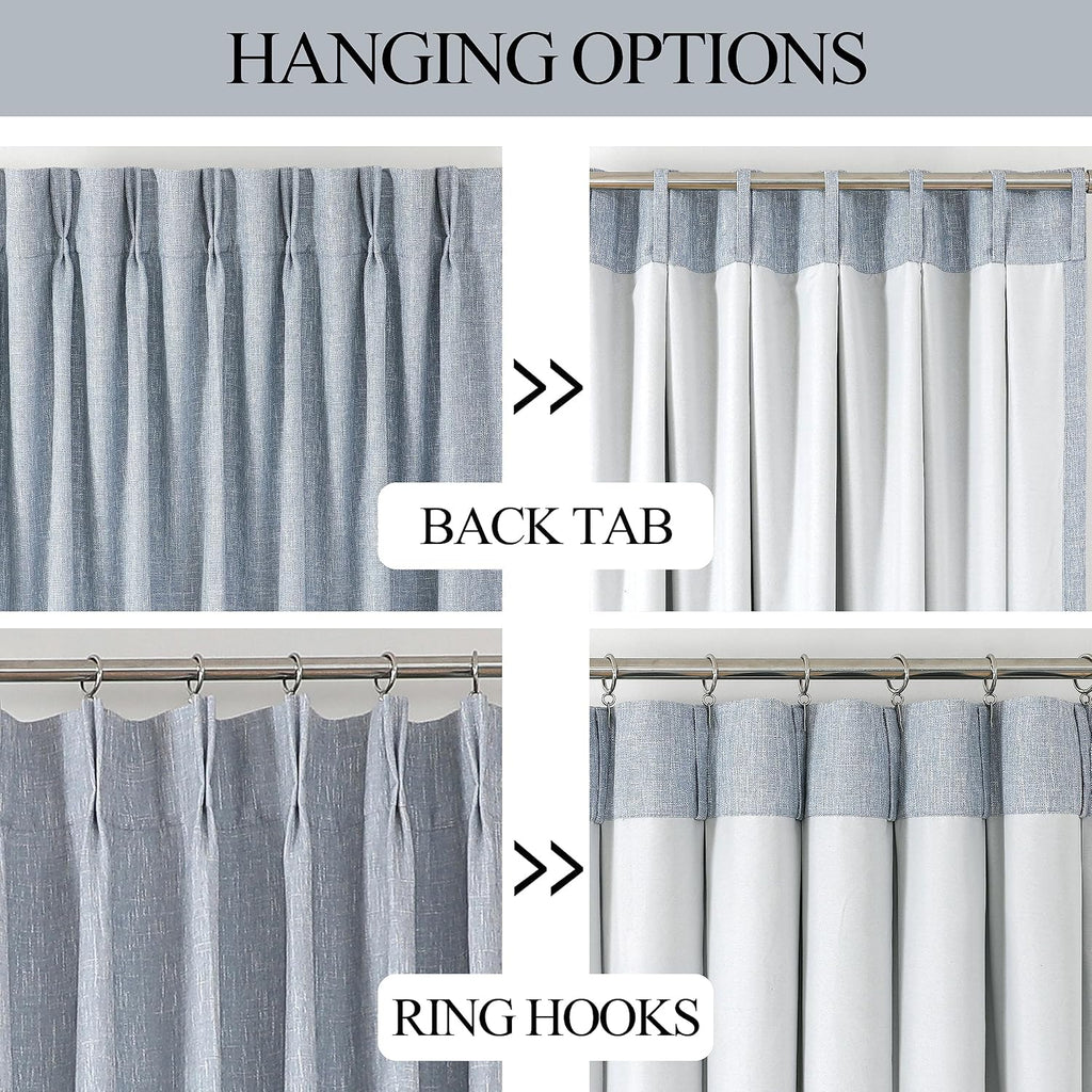 VisionHome Vision Home Chambray Blue Full Blackout Curtains Pinch Pleated Room Darkening Window Curtains 63 inch for Living Room Bedroom Th…