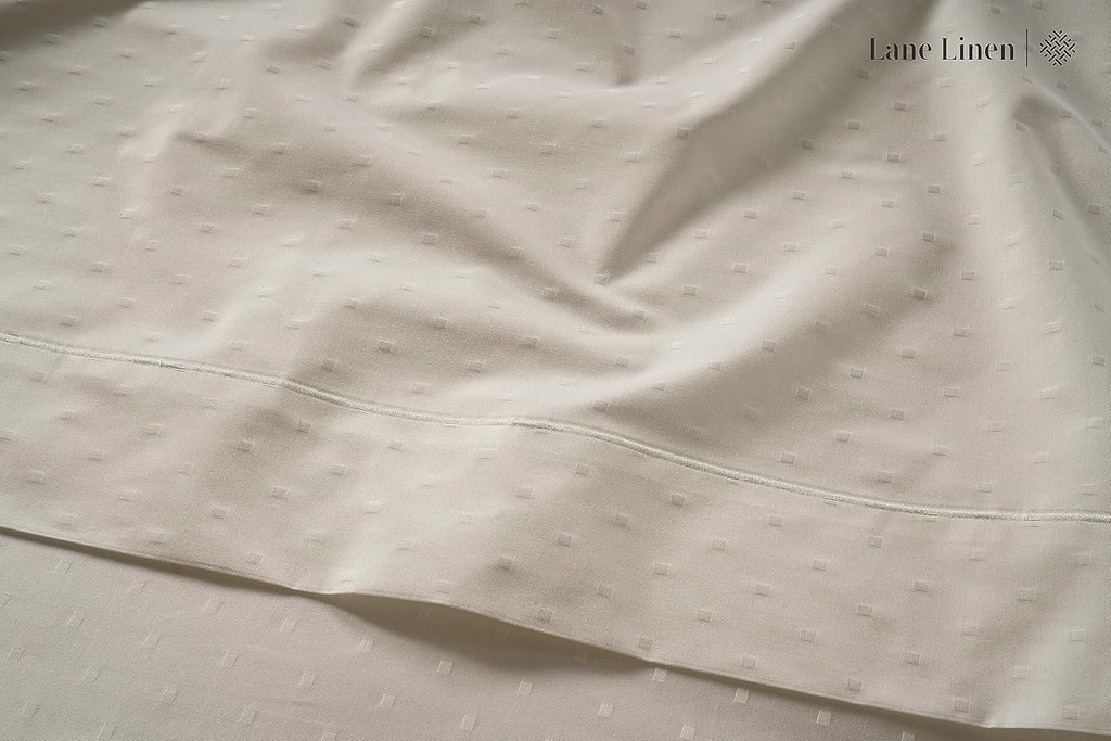 LaneLinen LANE LINEN Pillow Case Covers King, Set of 2, 100% Egyptian Cotton Sateen, Soft Cool & Smooth Pillow Cases - Swiss Dot - Ivory Co…