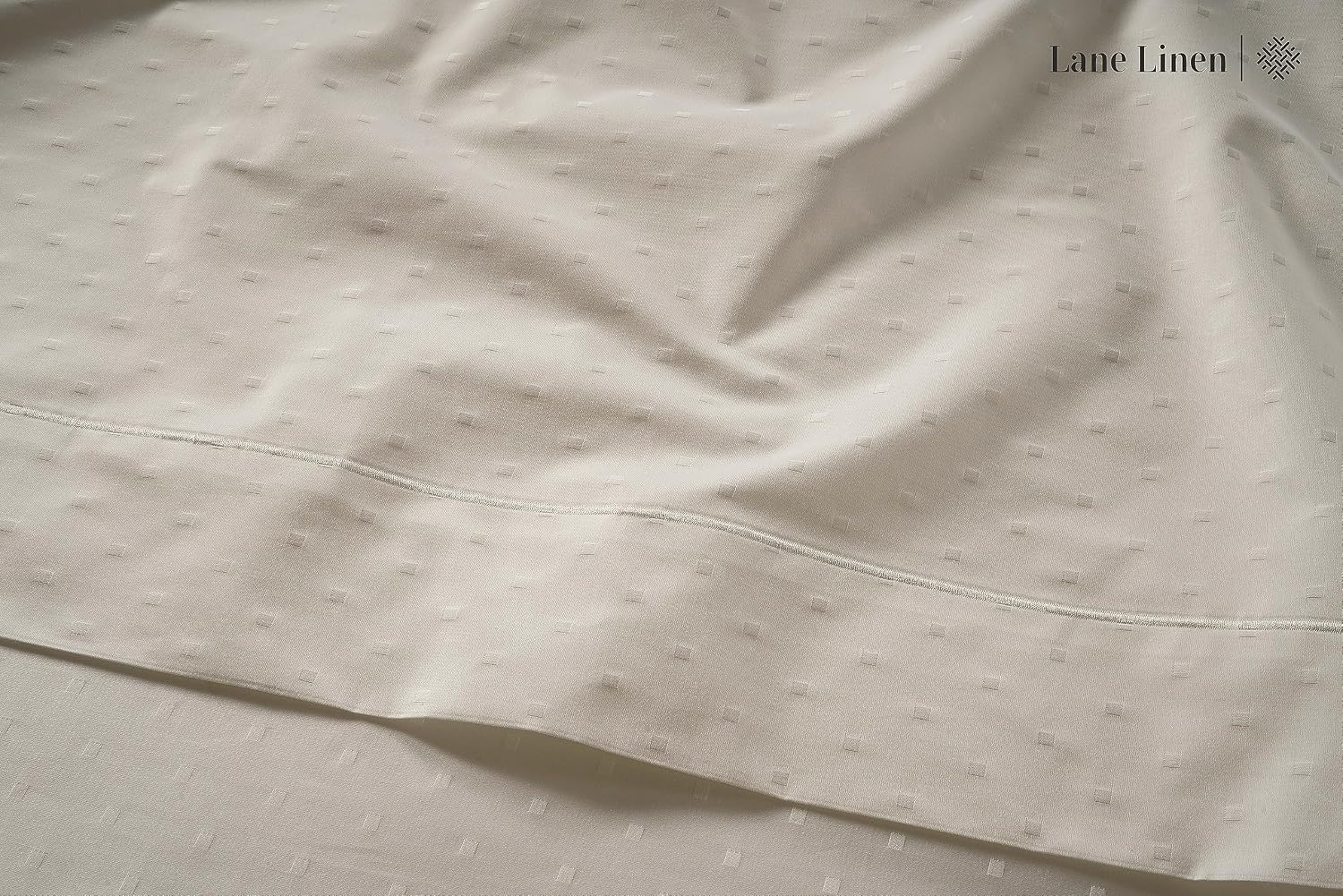 LaneLinen LANE LINEN Pillows Queen Size Set of 2, Soft 100% Egyptian Cotton, Cool & Smooth Pillow Cases - Swiss Dot - Ivory Cotton