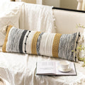 BlissBlush Decorative Lumbar Throw Pillow Cover 14x36 Boho Long Cushion for Bed Yellow Mustard Accent Farmhouse Pillowcase for Bedroom…