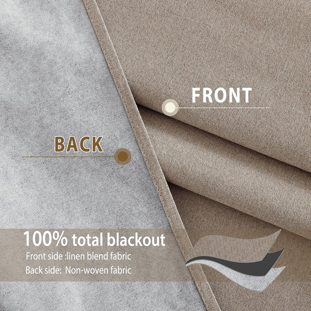 NICETOWN Linen 100% Blackout Linen Curtains 90 inches Length for Bedroom, 2 Panels, 52" W, Thermal Insulated Window Draperies for Living…