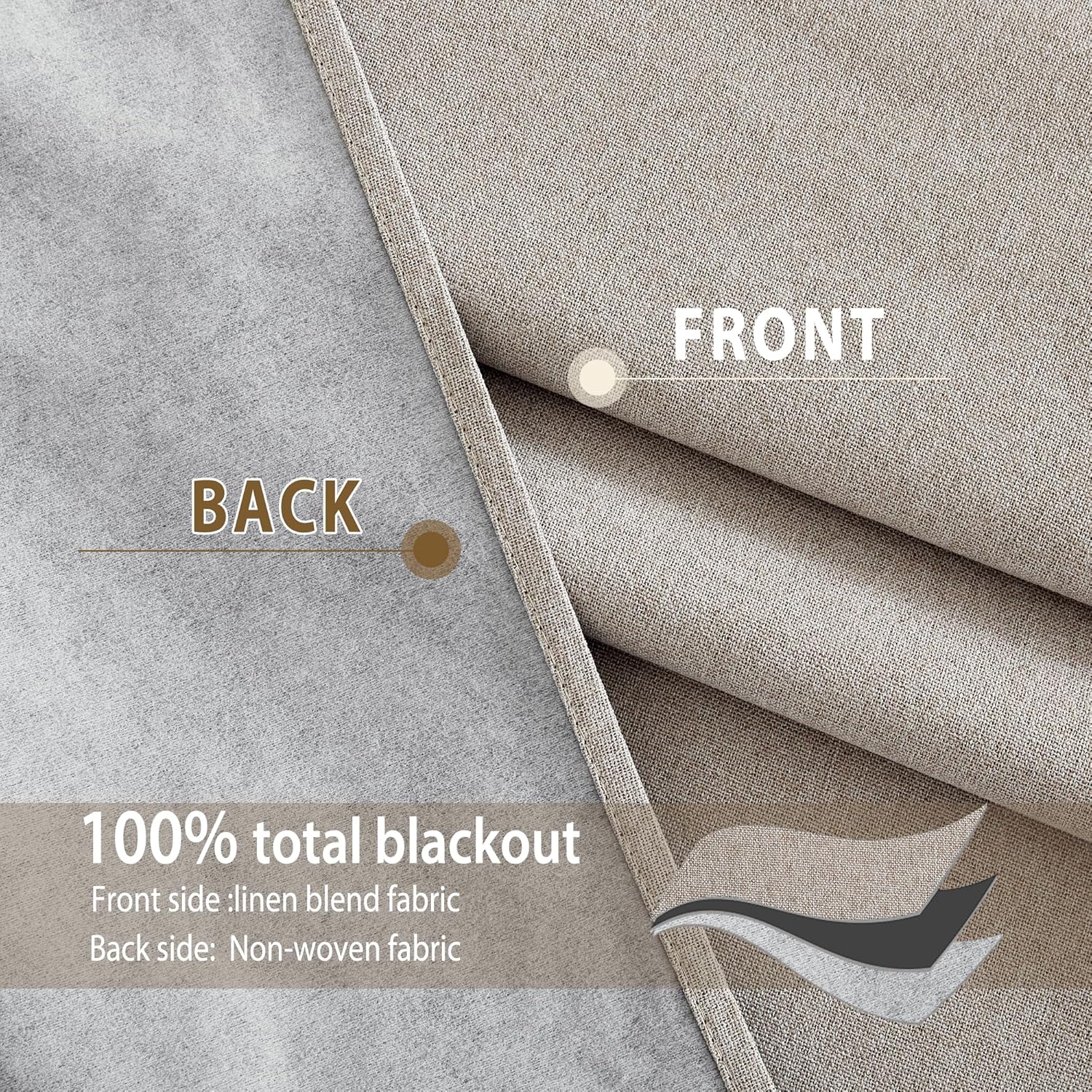 NICETOWN Natural Linen 100% Blackout Curtains 90 inches for Bedroom, Farmhouse Style Keep Warm Faux Linen Blackout Curtains with Thermal…