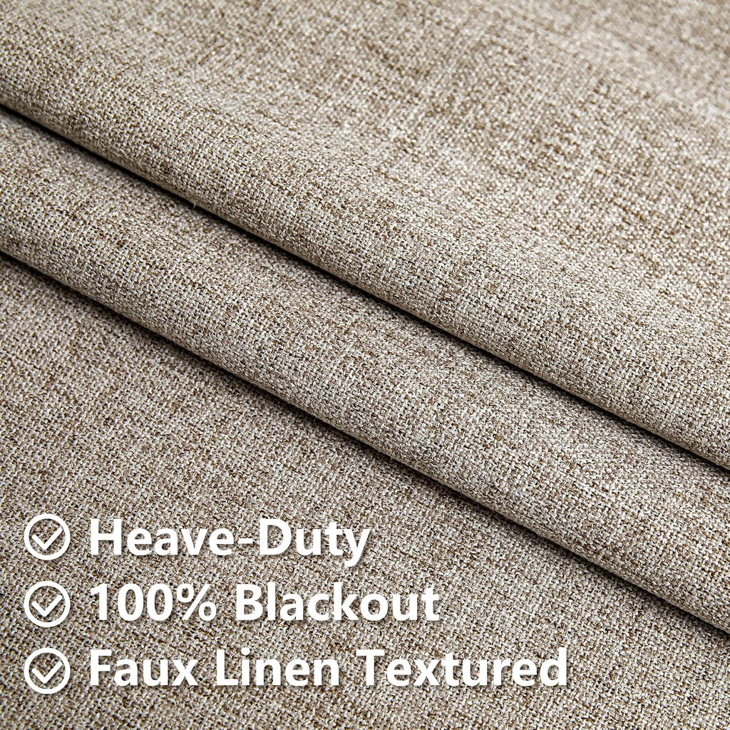 IGEMAEVE Linen Blackout Curtains for Bedroom, 100% Black Out Curtains 72 Inch Length 2 Panels Set for Living Room, Thermal Insulated…