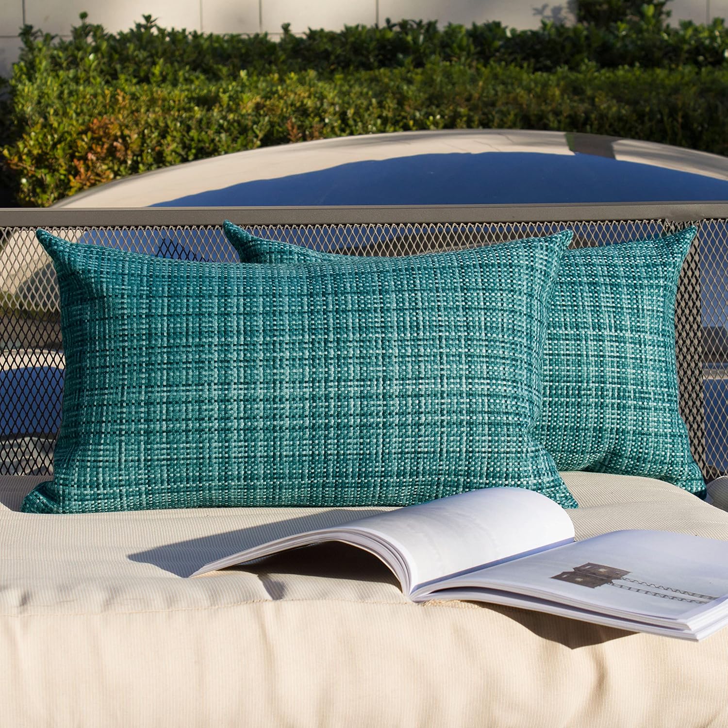 Kevin Textile Pack of 2 Decorative Outdoor Waterproof Throw Pillow Covers Lumbar Pillowcases Modern Cushion Cases for Patio Couch Bench…