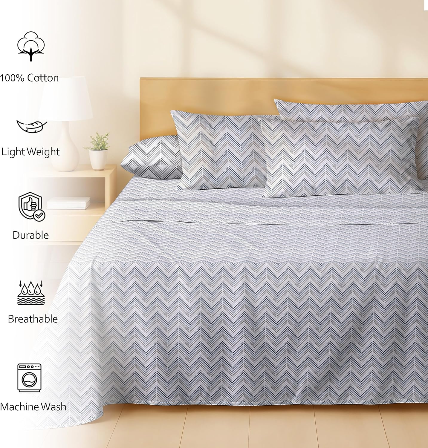 Ruvanti 100% Cotton Percale Sheets Twin Size 4 Piece Set, Cooling Bed Sheets for Hot Sleepers, Deep Pocket 16”, Breathable Lightweight & Du…