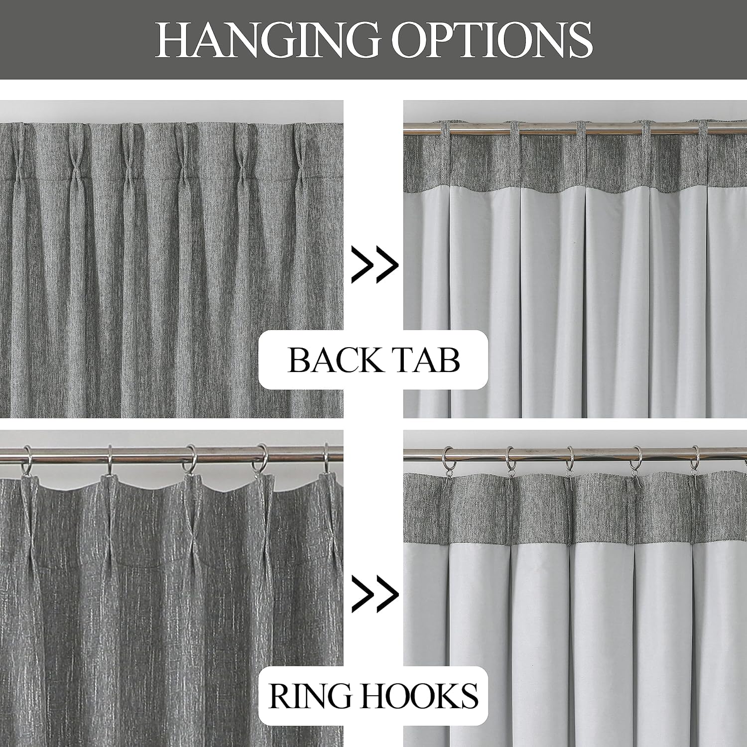 VisionHome Vision Home Charcoal Grey Pinch Pleated Full Blackout Curtains Room Darkening Window Curtains for Living Room Bedroom Thermal In…