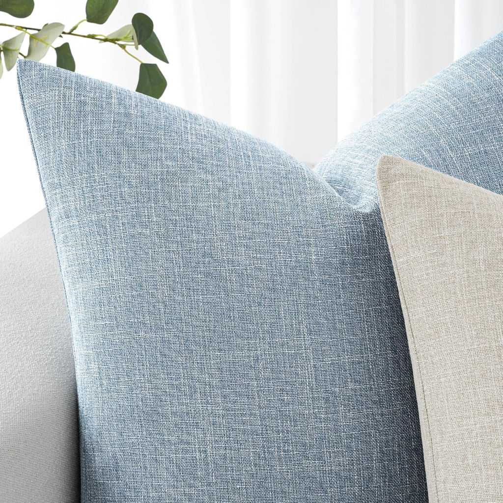 Miulee Pack of 2 Decorative Linen Burlap Textured Pillow Covers Farmhouse Boho Accent Pillowcases Spring Coastal Home Decor for Couch Sofa…