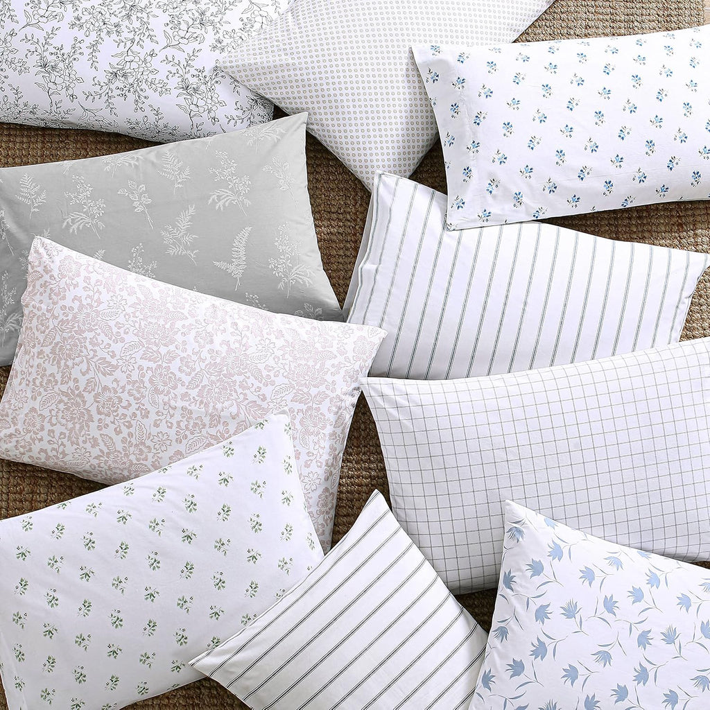 StoneCottage Stone Cottage - Queen Sheets, Cotton Percale Bedding Set, Crisp & Cool Home Decor (Trenton Stripe Green, Queen) Cotton Green