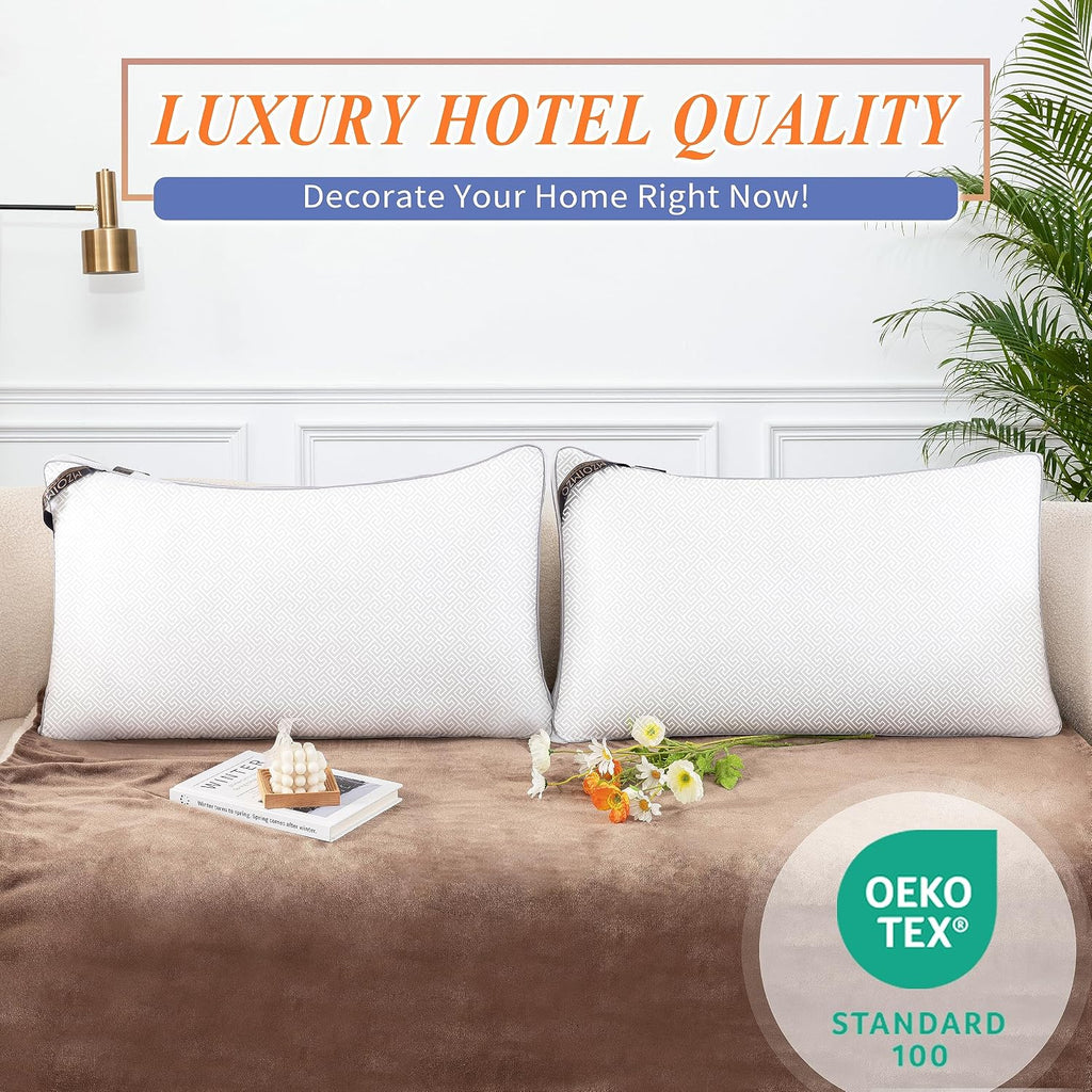 MZOIMZO Luxury Comfy Hotel Collection Bed Pillows for Sleeping- Firm King Size Set of 2, Gusseted Cooling Side Mesh Design with Premium…