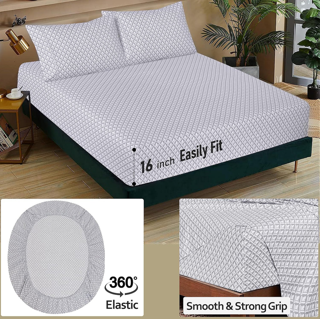 Ruvanti 100% Cotton Percale Sheets King Size – Crisp Cooling Bed Sheets for Hot Sleepers, Deep Pocket 16”, Soft Breathable & Durable Hotel-…