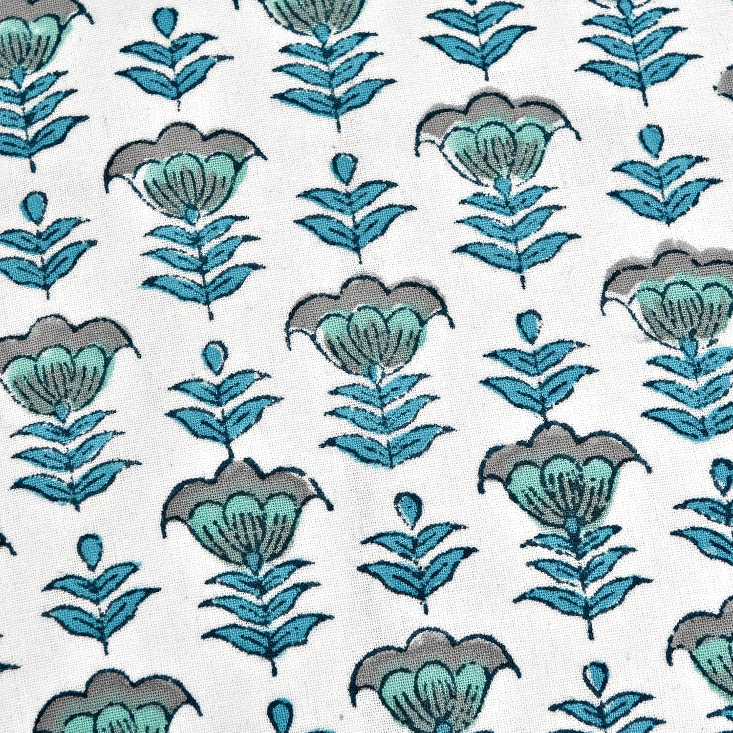 Ridhi Block Print Aquamarine Blue 20"x12" Set 1-100% Cotton Ruffle Lumbar Sham Cover Boho Floral Pillowcase, Farmhouse Cottagecore…