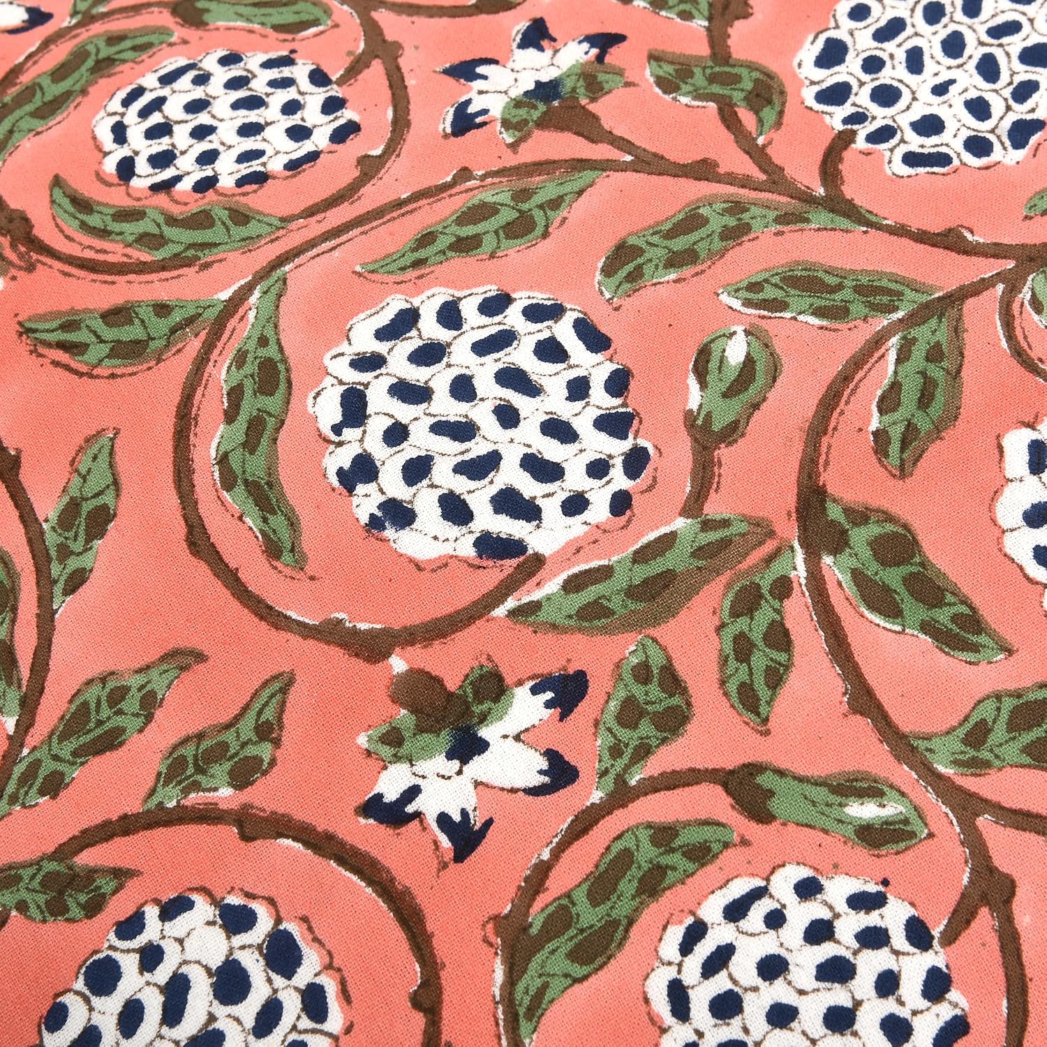 Ridhi Block Print Dark Salmon Pink 36"x14" Set 1-100% Cotton Ruffle Lumbar Sham Cover Boho Floral Pillowcase, Farmhouse Cottagecore…