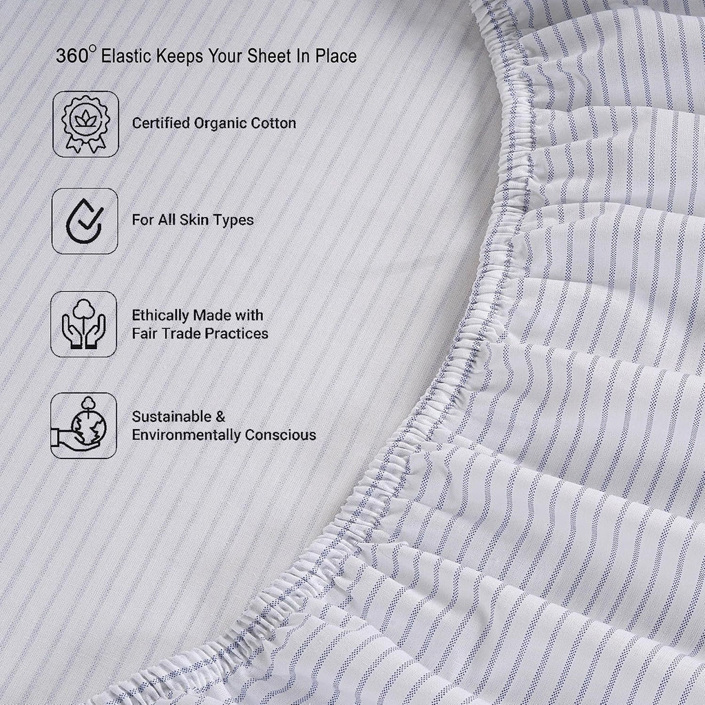 LANE LINEN 100% Organic Cotton Only Fitted Sheet Queen (Includes Pillowcases), 3 PC Set Percale Weave, Queen Size, Soft, Breathable…