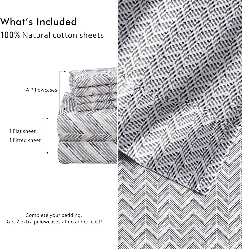 Ruvanti 100% Cotton Percale Sheets Full Size 6 Piece Set, Cooling Bed Sheets for Hot Sleepers, Deep Pocket 16”, Breathable Lightweight & Du…