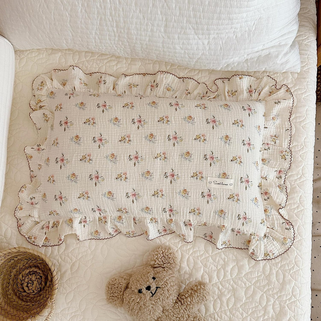 BuLuTu Cotton Muslin Kids Toddler Pillowcase with Cute Azalea Flowers Pattern Super Soft Crib Nursery Pillowcase for Boys, Girls, Bedding…