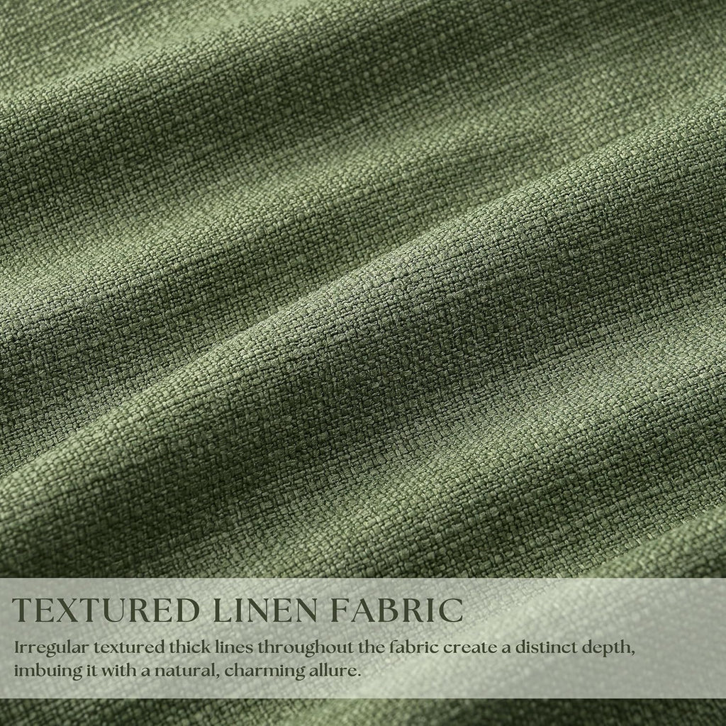 Twodrapes Thick Linen Olive Green Blackout Curtains 90 Inches Long for Living Room Bedroom 100% Black Out Pinch Pleated Drapes Double Layer…
