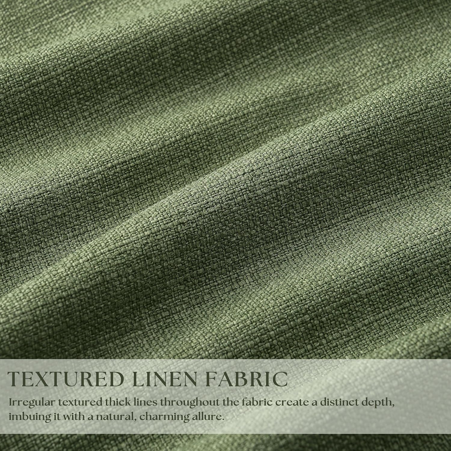 Twodrapes Thick Linen Olive Green Blackout Curtains 90 Inches Long for Living Room Bedroom 100% Black Out Pinch Pleated Drapes Double Layer…