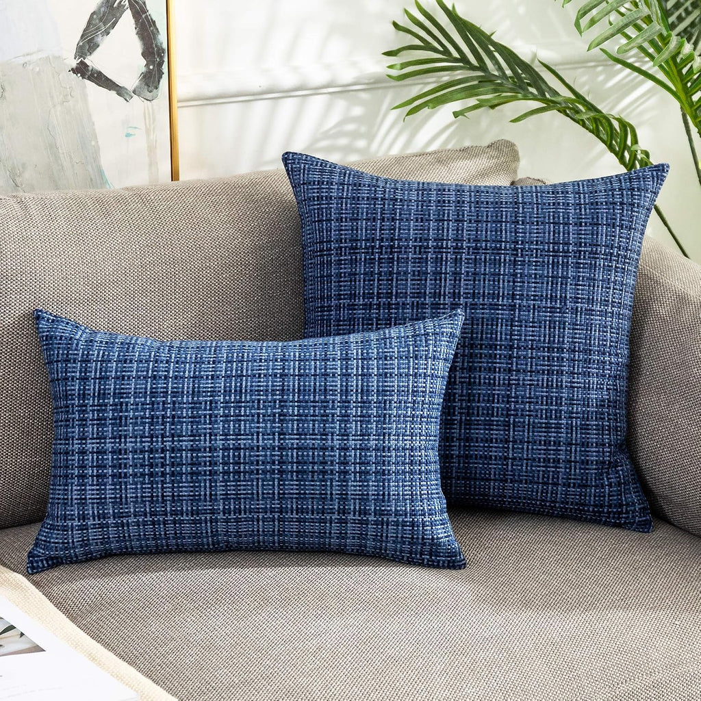 Kevin Textile Pack of 2 Decorative Outdoor Waterproof Throw Pillow Covers Stripe Square Pillowcases Modern Cushion Cases for Patio Couch…
