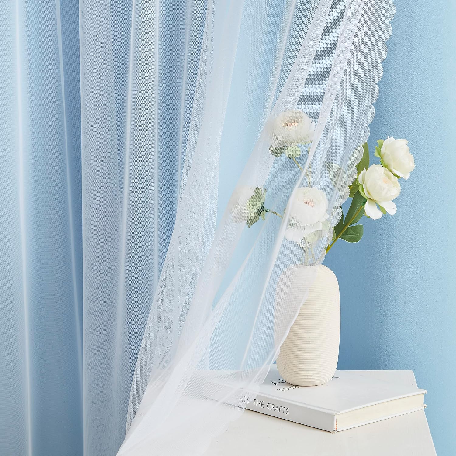 Bujasso Sky Blue 80% Blackout Curtains with Sheer Overlay Mix and Match Double Layer Thermal Insulated Window Panels 63 inch for Living Roo…