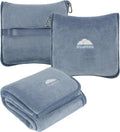 BlueHills Premium Soft Plush Travel Blanket Pillow for Airplane Traveling Essentials in a Bag Flight Throw with Hand Luggage Belt…