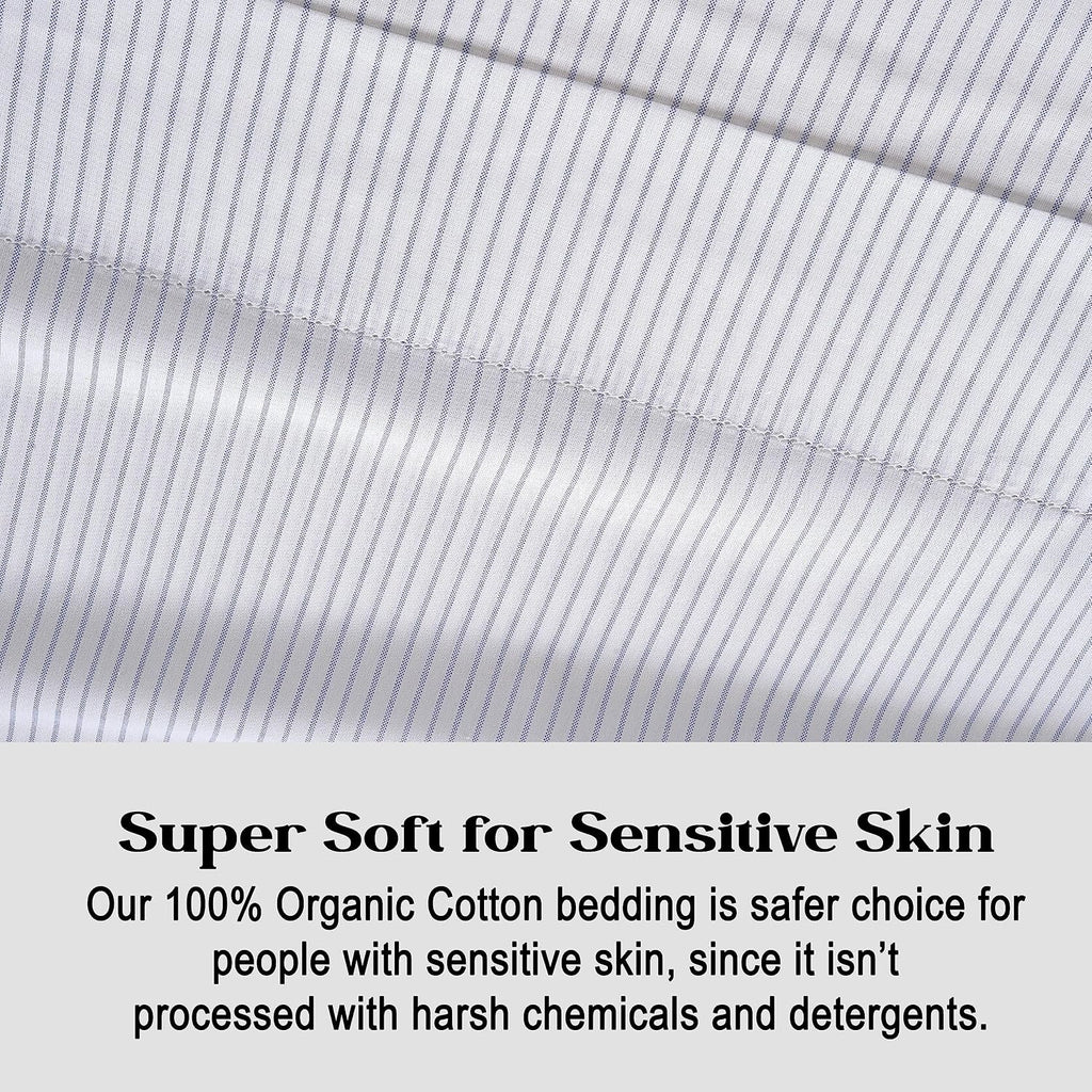 LANE LINEN Twin XL Fitted Sheet, 100% Organic Cotton 2-Piece Set (1 Fitted Sheet, 1 Pillowcase), Percale Weave, Bottom Sheet, Breathable…