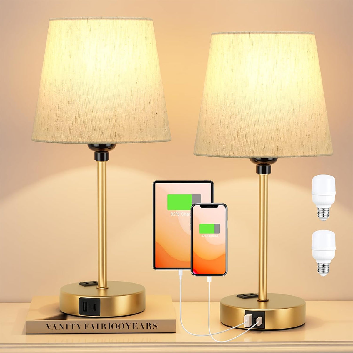 6.69"D x 6.69"W x 14.57"H metal table lamps, alternate view 2